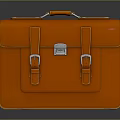 Orange Leather Briefcase With Buckle Closure And Handle For Daily Use