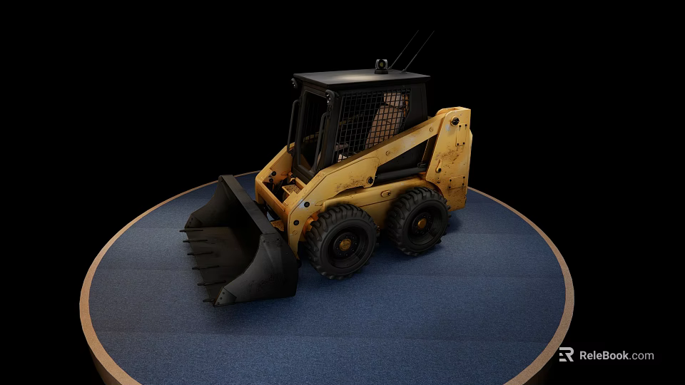 Yellow Skid Steer Loader Functional Vehicle With Front Bucket And Black Cab 3d model 