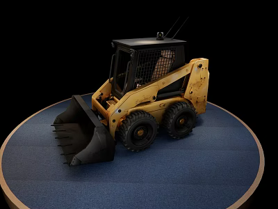 Yellow Skid Steer Loader Functional Vehicle With Front Bucket And Black Cab 3d model