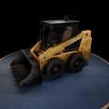 Yellow Skid Steer Loader Functional Vehicle With Front Bucket And Black Cab