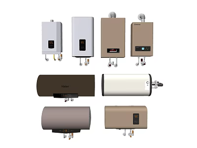 Modern Home Water Heaters With Various Designs And Colors For Daily Use 3d model