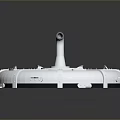 Futuristic Metallic Circular Weapon Design With Central Curved Pipe And Tactical Blades