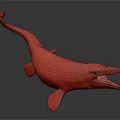 Prehistoric Aquatic Reptile With Long Snout Open Mouth And Textured Skin