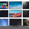Multiple Modern TVs Displaying Various Screen Visuals Arranged In Rows 3d model