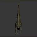 Realistic 3D Sauropod Dinosaur Standing With Red Head Long Neck Brown Yellow Striped Body