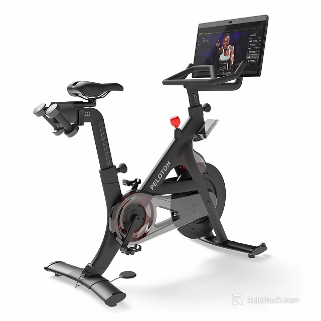 Black PELOTON Exercise Bike With Display Screen For Fitness Classes 3d model 