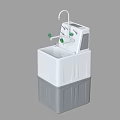 Functional School Handwashing Station With White Gray Body And Green Control Knobs 3d model