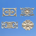 Carved Decorative Ornaments Silver Intricate Patterns On Blue Background With Various Floral And Geometric Shapes