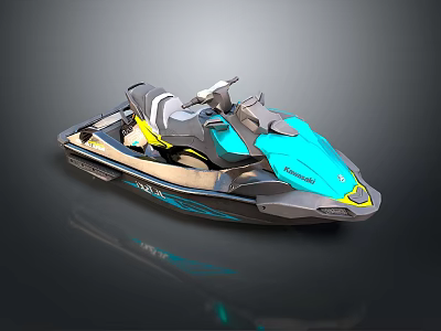 Turquoise And Gray Modern Jet Ski With Sporty Design Comfortable Seat And Handlebars 3d model