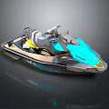 Turquoise And Gray Modern Jet Ski With Sporty Design Comfortable Seat And Handlebars