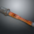 Fragmentation Hand Grenade With Metal Body And Worn Rusted Wooden Handle