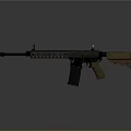 Tactical Rifle With Brown And Black Finish Long Barrel Picatinny Rail And Magazine