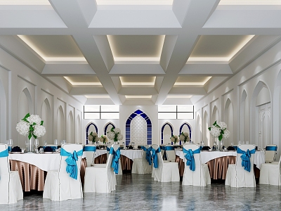 Modern Ballroom Mosque Restaurant 3d model