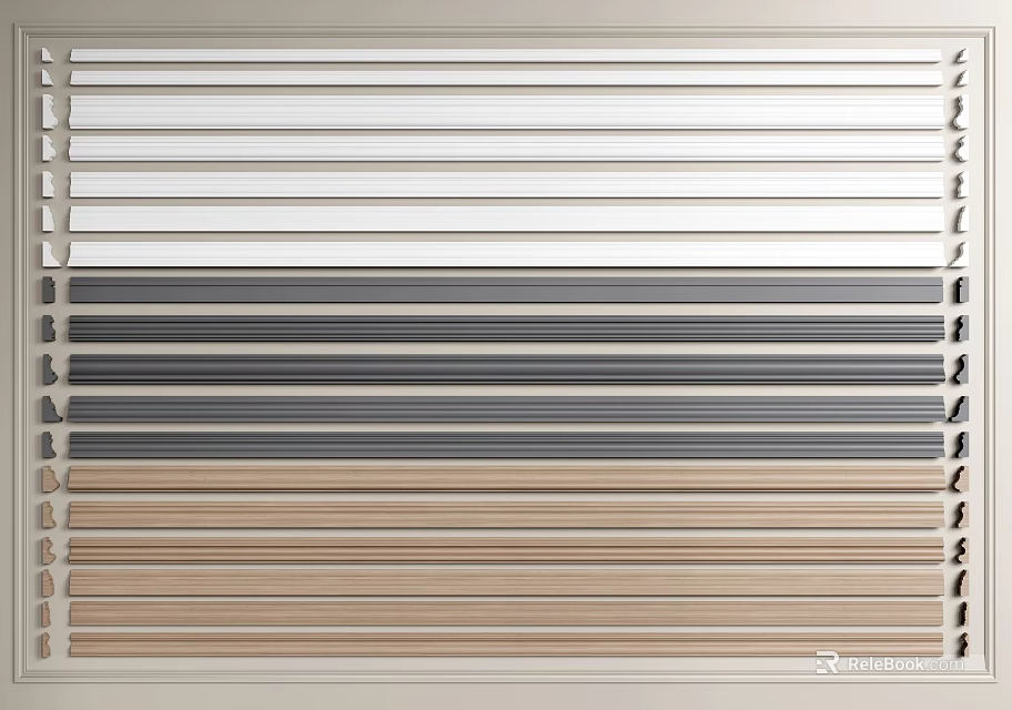 Gypsum Cornice Molding In Various Colors For Interior Home Decoration Design 3d model 
