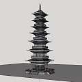 Traditional Multi Tiered Pagoda With Spire Overhanging Eaves And Base Platform