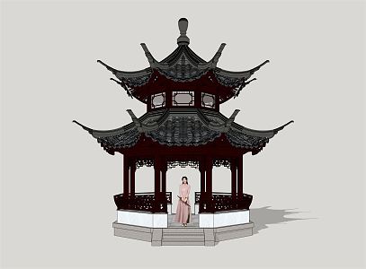 Chinese style pavilion classical pavilion 3d model