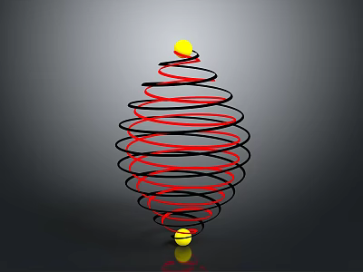 Decorative Household Item With Spiral Structure Red And Black Lines And Yellow Spheres Design 3d model