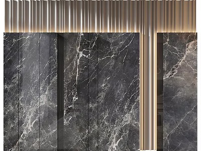 Elegant Modern Feature Wall Design With Dark Gray Marble Texture And Accent Lighting 3d model