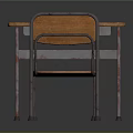 Vintage Wooden Table And Metal Chair Furniture Set For Home Use