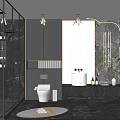 Modern Bathroom Interior Design With Freestanding Bathtub Large Mirror And Marble Walls