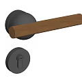 Modern Wooden Lever Door Handle with Brass Base and Keyhole Lock Design