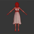 Woman with brown hair wearing white dress golden belt arm cuffs standing barefoot arms outstretched