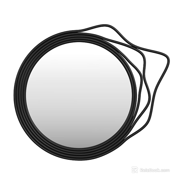 Round Mirror With Modern Black Stylish Frame For Home Decor 3d model