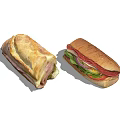 Two Delicious Sandwiches With Ham Cheese Lettuce Tomato And Fresh Fillings