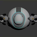 White Silver Robot Game Movie Character With Blue Eyes Mechanical Design