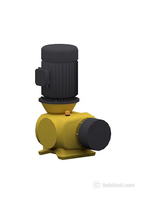 Industrial Motor Pump With Yellow Body And Black Motor Vertical Structure For Industrial Use 3d model 