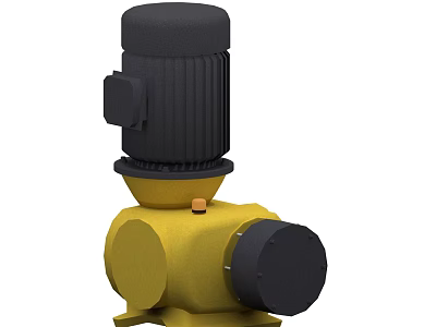 Industrial Motor Pump With Yellow Body And Black Motor Vertical Structure For Industrial Use 3d model