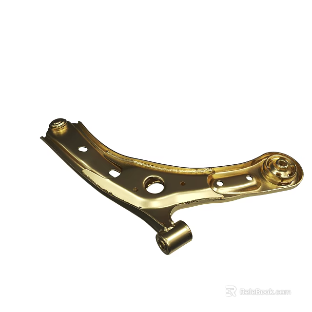 Golden Automotive Control Arm Component With Metal Surface And Suspension Parts 3d model 