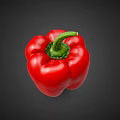 Vibrant Fresh Red Bell Pepper With Green Stem On Dark Background