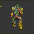Yellow Mech Warrior Robot With Glowing Chest Core And Detailed Armor