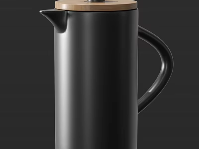 Black Ceramic Tableware Set With Wooden Lid Handle And Pour Spout Design 3d model