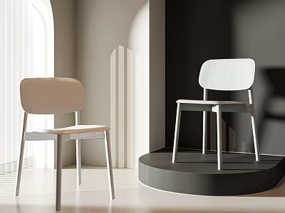 Modern Minimalist Leisure Chairs in Light Beige and White for Indoor Setting with Natural Light 3d model