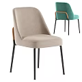 Modern Dining Chairs With Beige Velvet Upholstery And Black Metal Legs