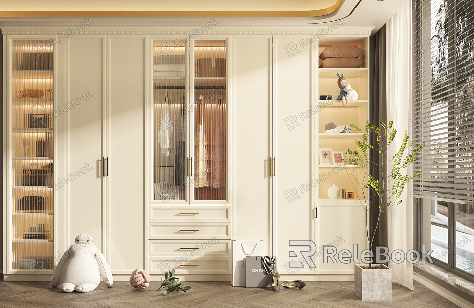 Modern Wardrobe Simple Wardrobe Changhong Glass Combination model