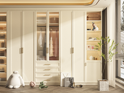 Modern Wardrobe Simple Wardrobe Changhong Glass Combination model