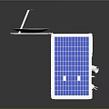 3D Rendered Satellite Model Featuring Blue Solar Panels White Structure And Circular Top Antenna Component