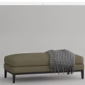 Modern Ottoman Stools In White Brown Light Green With Black Legs And Plaid Blanket