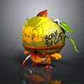 Cartoon Cute Creature Character With Skull Pattern Born Too Cute Text And Leaf Decoration