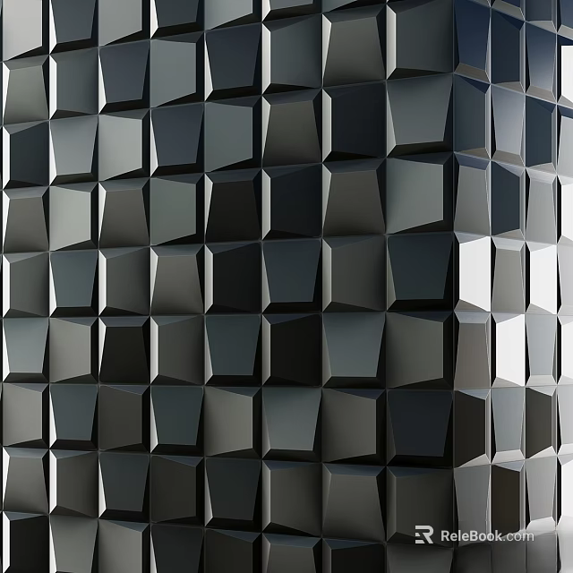 Modern Three Dimensional Geometric Components Arranged for Wall Decoration with Various Black Gray Shades 3d model