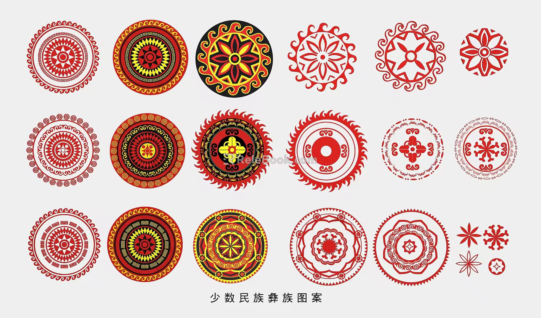 Yi Minority Pattern Chinese Wall Decoration Hollow Carving Round Border Pattern Traditional Decorative Pattern 3d model