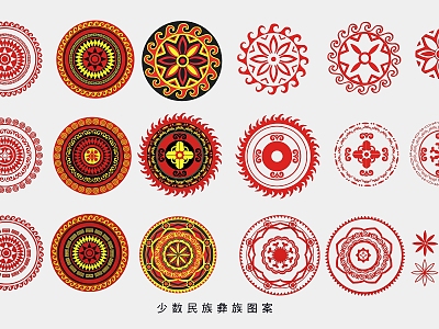 Yi Minority Pattern Chinese Wall Decoration Hollow Carving Round Border Pattern Traditional Decorative Pattern model