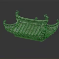Traditional Chinese Architectural Roof Structure With Curved Eaves Ornate Tiles And Carvings