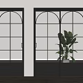 Modern Sleek Sliding Doors With Black Frame Grid Glass Design And Vertical Stripes