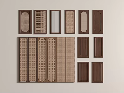 Different Styles Of Wooden Wardrobe Doors With Various Panel Designs And Patterns 3d model