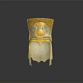 Traditional Decorative Yellow Weapon Helmet With Blue Green Patterns And Hanging Tassels