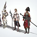Diverse Game and Movie Fantasy Characters in Warrior Armor and Action Poses
